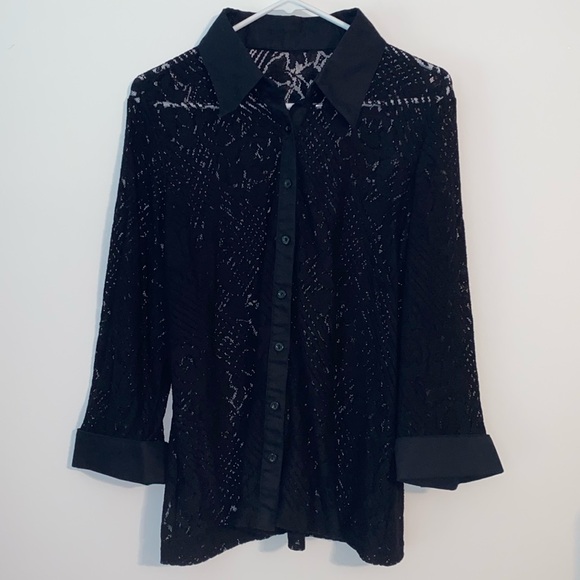Lace Collared Shirt - Picture 1 of 5